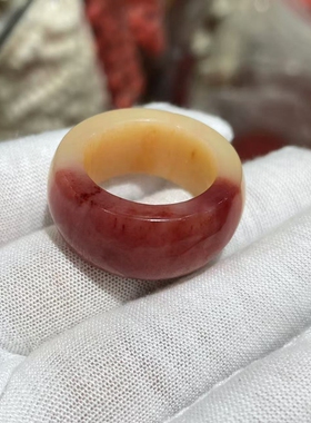 高油驼骨半血戒指跑环文玩杂项骨制品配饰藏式手串佛珠diy侧挂