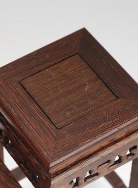 鸡翅木高低微型博古架茶壶花瓶古玩小摆件底座雕花底座实木