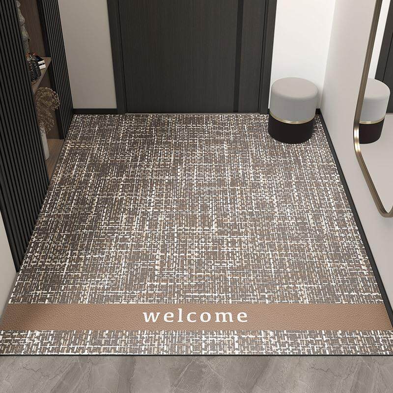 ZQ modern entrance door floor mat entrance door leather foot mat pvc wipeable and washable home entrance carpet can be cut
