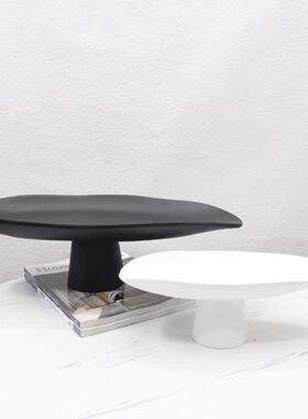 简约茶几高脚果盘摆件样板间托盘装饰品客厅创意树脂水果盘零食盘