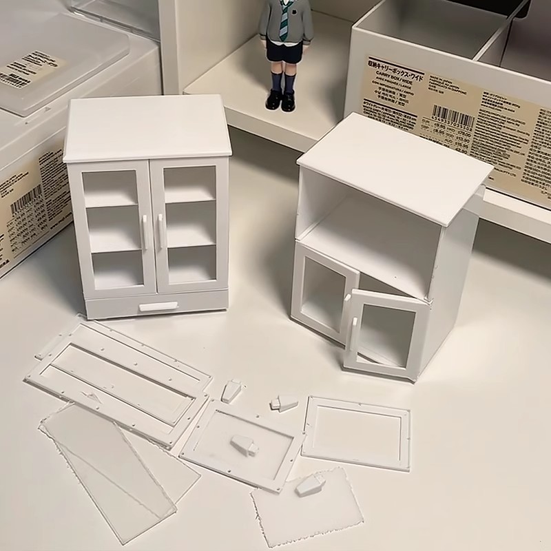 Desktop storage box pain cabinet mini cute grain bar organizer display multi-layer dustproof millet figure blind box storage