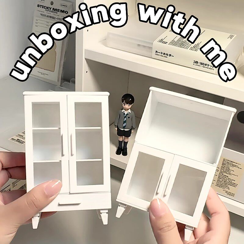 Desktop storage box pain cabinet mini cute grain bar organizer display multi-layer dustproof millet figure blind box storage