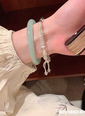 日本品质新款翡翠玉手镯细款翡翠手镯少女款真货天然叮当镯细圆条