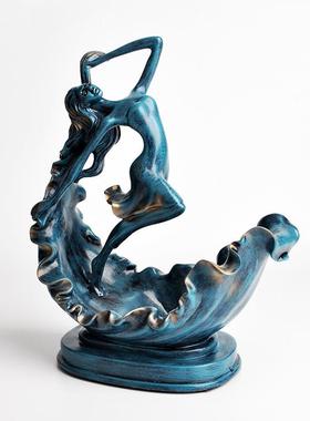 新款树脂酒架美女红酒架蓝色餐桌摆件欧式餐厅红酒摆件东南亚礼品