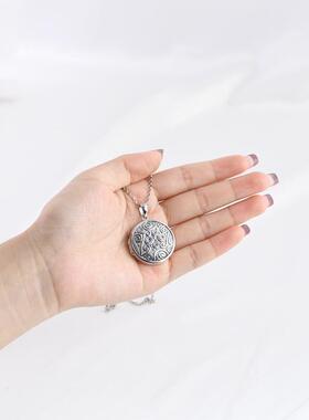 网红-S925银复古做旧工艺吊坠女款楞严咒经文嘎乌相片照片盒