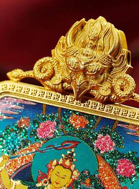 本命佛国潮DIY手绘采砂唐卡吊坠大鹏鸟黄铜唐卡画盒吊坠单坠