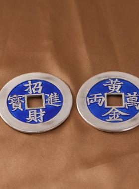 网红足银大钱花钱老钱老银珐琅彩工艺手工编绳吊饰银钱吊坠配饰