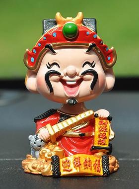 创意车载树脂弹簧公仔汽车装饰品招财摇头公仔彩绘文武财神爷摆件