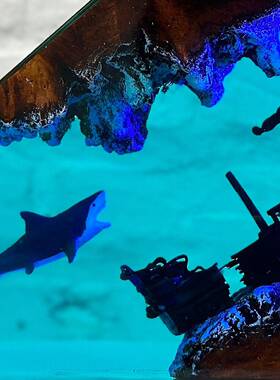 大白鲨和情侣潜水员小夜灯免费潜水独特的夏季礼物送给他的礼物