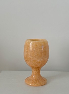 TJJ丨中古玉石杯子摆件复古青白大理石高脚杯T拍摄道具桌面陈列