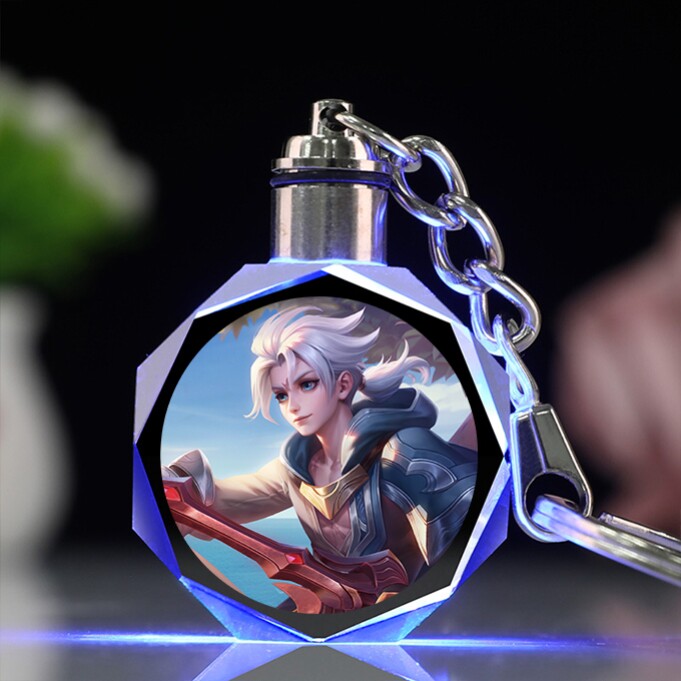 王者荣耀水晶王者荣耀水晶钥匙扣发光书包挂件车钥匙扣挂饰定制生日礼物送闺蜜