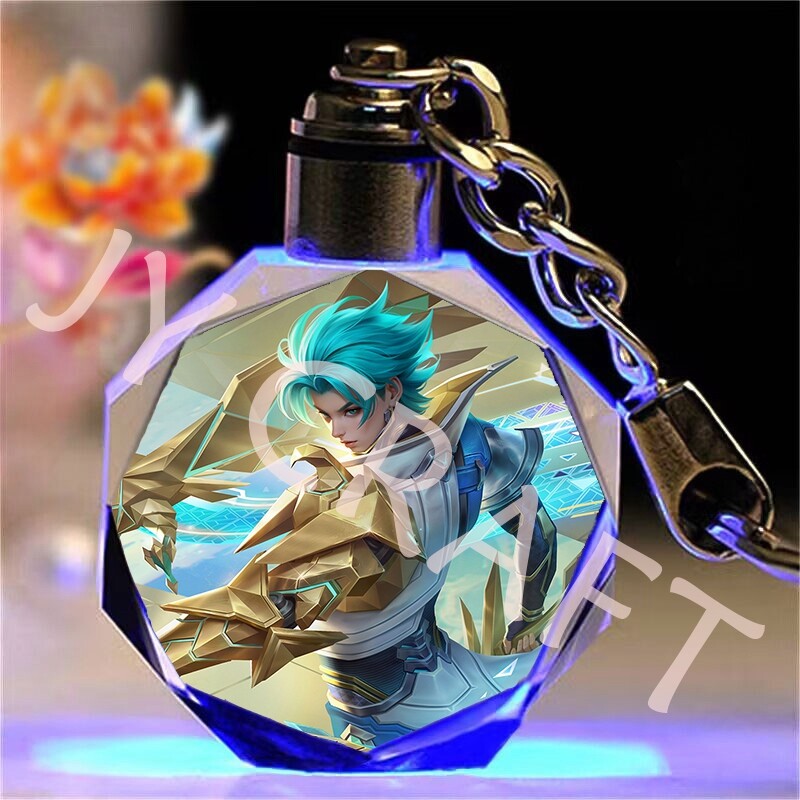 王者荣耀水晶王者荣耀水晶发光钥匙扣定制卡通动漫书包挂件送男女生日礼物毕业