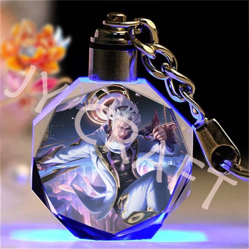 王者荣耀水晶王者荣耀水晶发光钥匙扣定制卡通动漫书包挂件送男女生日礼物毕业