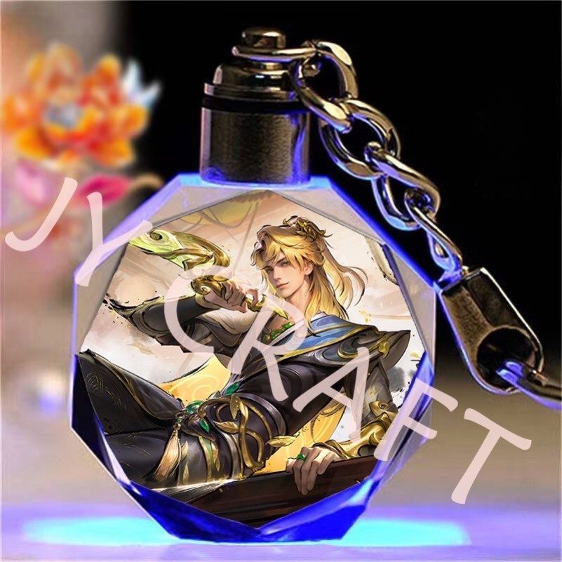 王者荣耀水晶王者荣耀水晶发光钥匙扣定制卡通动漫书包挂件送男女生日礼物毕业