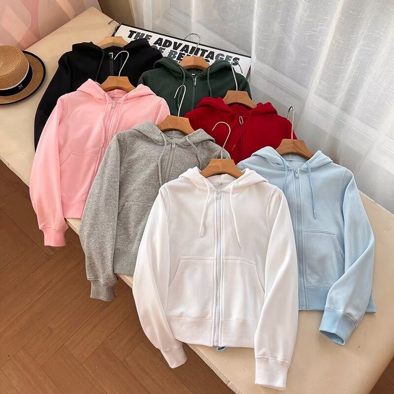 日单多巴胺春秋新款女装运动拉链连帽休闲短外套长袖卫衣484236,淘宝优惠券,粉丝福利购,淘宝优惠卷