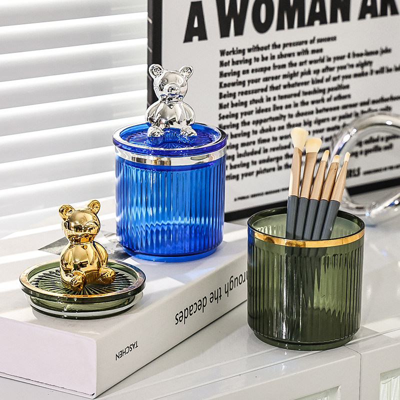 克莱因蓝桌e面收纳桶筒杂物化妆刷发圈首饰小零食叉子收纳盒罐摆,淘宝优惠券,粉丝福利购,淘宝优惠卷