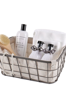 样板房间展厅卫生间浴室摆件洗漱D套装沐浴露毛巾组合托盘装饰品