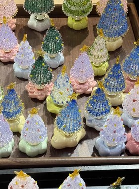 陶瓷旋转圣诞树桌面摆件礼物