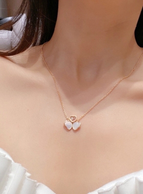 纯银高定开心心经典三瓣花项链