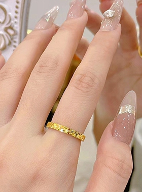 潮港福18K金碎冰冰戒指满天星潮