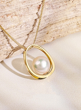 潮港福18K金守护珍珠项链轻奢潮