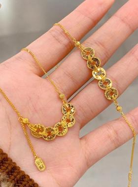 18K金碎金金五帝钱币项链钱多多