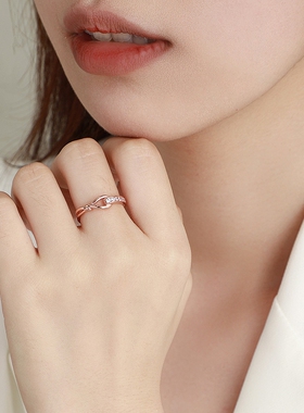 潮港福18K金一抹星光戒指纯银潮