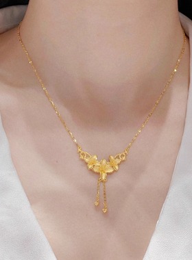 潮港福18K金丁香花流苏项链婚嫁