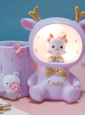 可爱小夜灯女孩子摆件创意女童公主儿童房间装饰品卧室.布置的摆