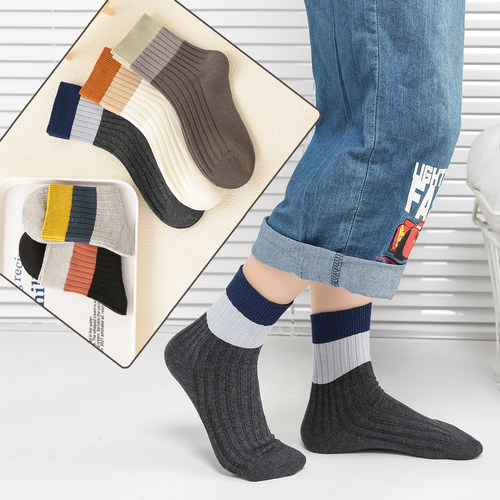 儿童袜秋冬款中筒棉袜子5双大中小童长筒棉袜学生潮流百搭棉袜JX - 图2