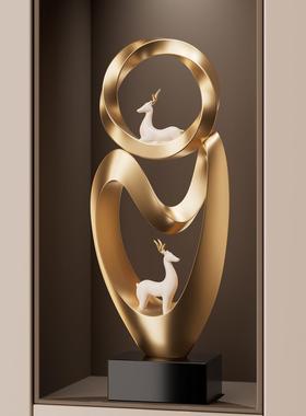 招SJ873财鹿迁时来运转入户玄关装壁饰摆礼件客厅轻奢高档电视柜