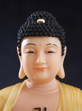 用汉白玉黄玉释迦牟尼佛像雕佛像家供VKO奉娑婆三圣菩萨神佛像堂