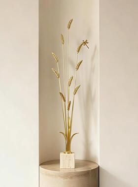 金色黄麦穗16288摆件入户玄关铜细长竖高装饰司品公开大麦紫水业