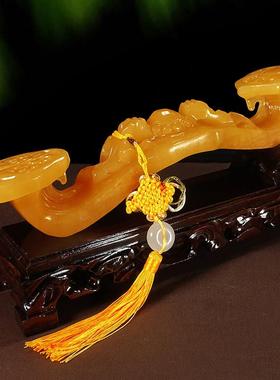 天然黄玉石如意财招摆件家居厅玄关酒**996666柜礼装饰客品高档乔