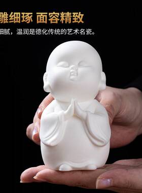 速发饰方泥土小沙弥禅意陶瓷小和宠摆件 茶室茶台桌面茶桌茶尚装