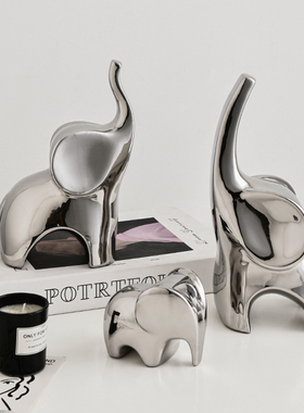 速发高件轻奢吉象三口之家大象摆档家饰居品客厅酒柜电视柜桌面装