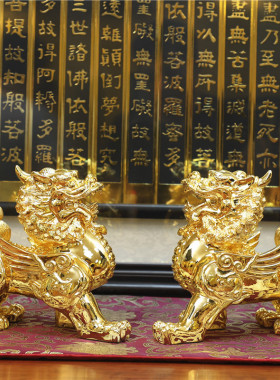 速发纯铜贴金貔貅乔件招财家用客厅办公室桌面开摆摆迁礼品业件