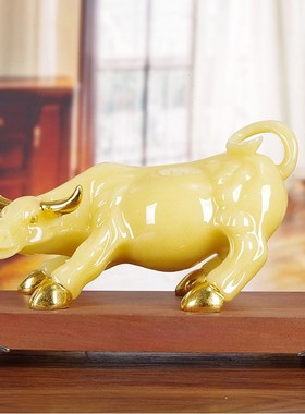 速发华装街牛摆件招财玉石旺市牛生肖牛客厅老板公办室高档尔饰品