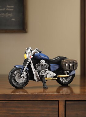 速发客厅酒柜高端书房饰品上档次艺饰复古怀旧摩托车摆件摆装品工