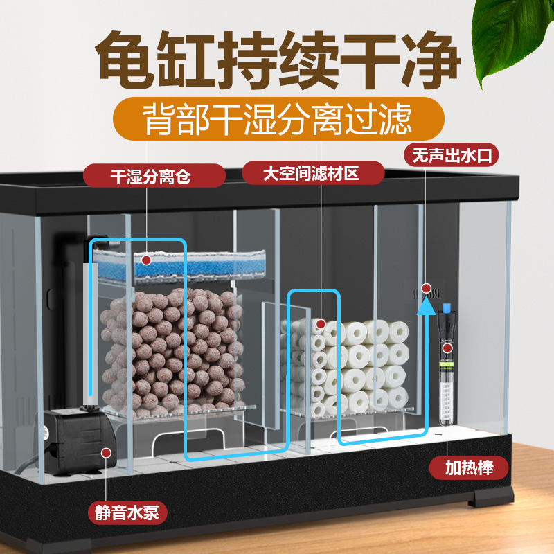 速发乌龟缸大型带晒陆玻璃别台养乌龟专用家用客厅小型水墅两用生 - 图2