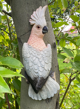 速发庭院花园装饰创意鹦鹉摆件园林景观区小树上树脂动物假鸟挂件