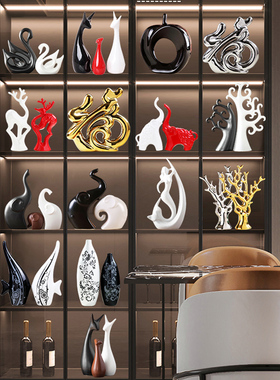 速发景德间陶瓷器家居客厅酒柜装饰品镇摆件房小高端套装轻奢创意