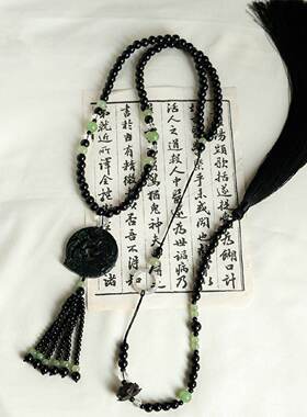 新款古风马面裙古装百搭软璎珞自带可拆卸背云富贵长款绿红项链