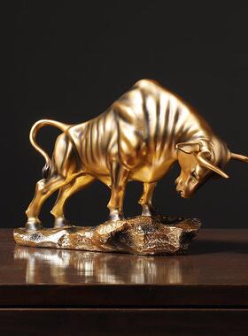 北欧厅牛气冲天件树脂工艺品摆客卧室电视柜雕塑动物树脂摆BS1100