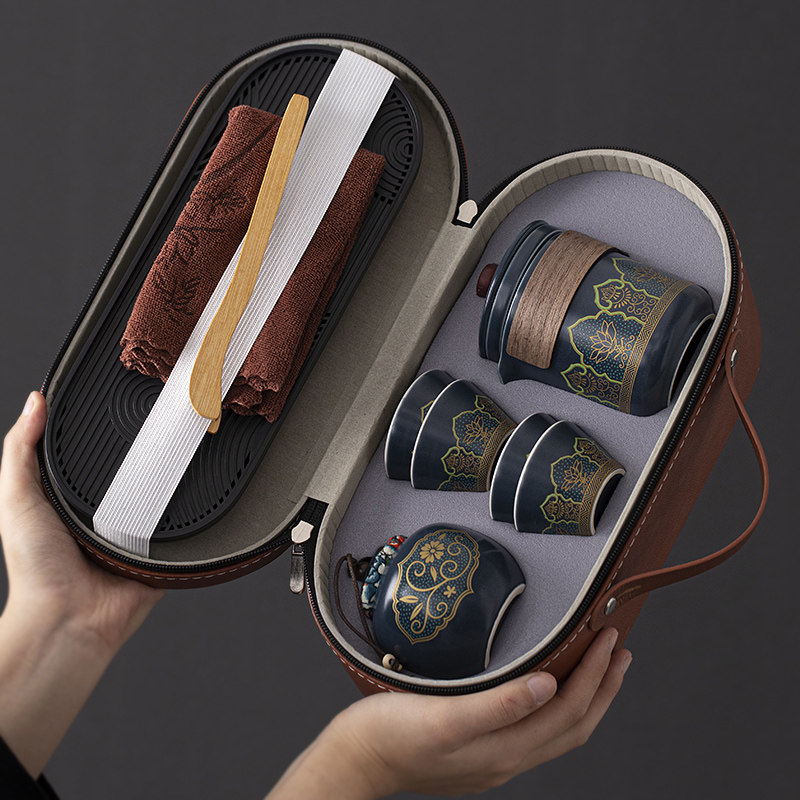 旅行茶具简约户外便携式陶瓷快客杯一壶四杯办公室功夫泡茶壶,淘宝优惠券,粉丝福利购,淘宝优惠卷