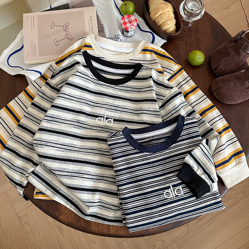【交个朋友】-儿童秋季新款条纹刺绣长袖T恤DDY25289 - 图0