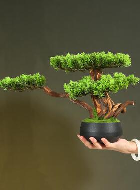 装饰品绿植仿真迎客松盆景家居室内客厅盆栽酒店玄关桌面装饰摆件