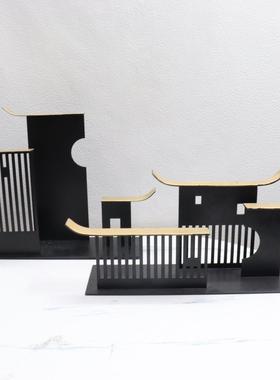 新中式创意合金摆件家居客厅书房办公桌博古架装饰品置物架摆设