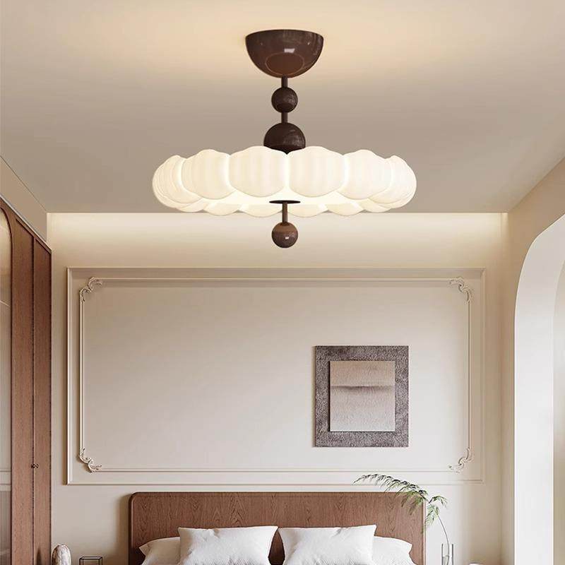 奶油风吸顶灯中古风创意时尚条褶圆形led法式明亮护眼房间卧室灯,淘宝优惠券,粉丝福利购,淘宝优惠卷