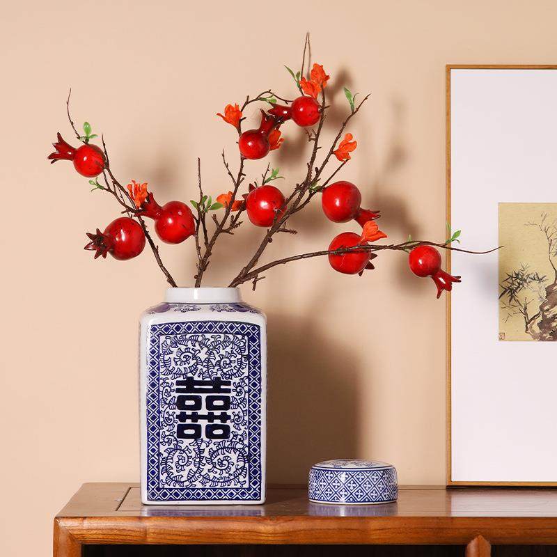 新款喜字陶瓷储物罐摆件创意家居装饰电视柜花瓶摆件青花陶瓷花瓶,淘宝优惠券,粉丝福利购,淘宝优惠卷